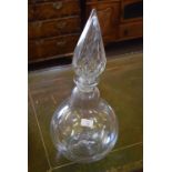 Large late 19th century chemists jar with faceted teardrop stopper, 58cm high