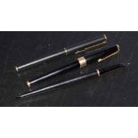 Vintage Parker fountain pen and two others