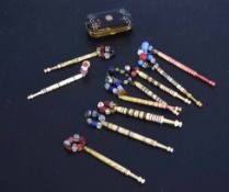 Collection of various vintage bone/ivory bobbins