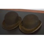 Two vintage bowler hats, one by Tress & Co, London (6 3/4 size), the other by Herbert Johnson, New