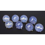 Group of willow pattern menu holders, late 19th/early 20th century, (8)