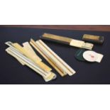 Collection of various scale and slide rules etc