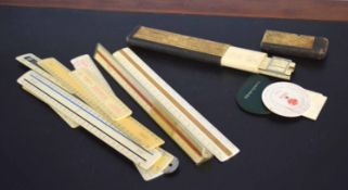 Collection of various scale and slide rules etc