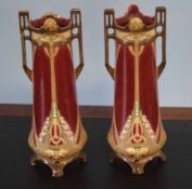 Pair of early 20th century Continental pottery Eichwald vases