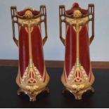 Pair of early 20th century Continental pottery Eichwald vases