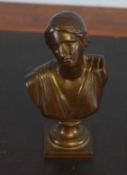 F Barbedienne Fondeur patinated bronze half-length head and shoulders bust of a young lady in