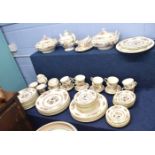 Quantity of Aynsley Capistrano pattern dinner wares including 11 dinner plates, side plates, serving