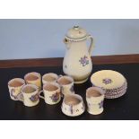 Mid-20th century Poole Pottery coffee set comprising coffee pot and cover, milk jug and sugar