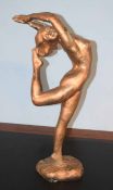 Gilded plaster study of a nude dancer, 53cm high
