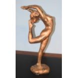 Gilded plaster study of a nude dancer, 53cm high