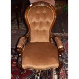 Victorian walnut gent's armchair
