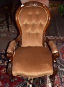 Victorian walnut gent's armchair