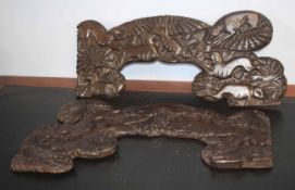 Two 18/19th Century carved oak panels depicting hunting scenes with dogs (2)