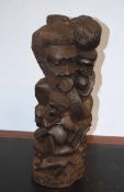 A Swazi Makonde, early to mid 20th century Tree of Life sculpture carved in African Blackwood 54cm h