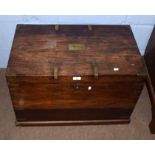19th century brass bound polished oak silver chest, the lid inset with name plate inscribed "H