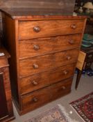 Mahogany chest of five graduated drawers on a plinth base, circa late 19th century, 92.5cm wide