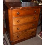 Victorian mahogany chest of four drawers on a plinth base, 1m wide