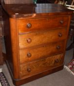 Victorian mahogany chest of four drawers on a plinth base, 1m wide