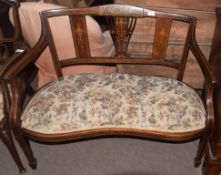 Edwardian simulated rosewood inlaid two-seater cottage sofa