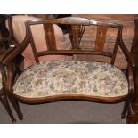 Edwardian simulated rosewood inlaid two-seater cottage sofa