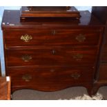 Mahogany chest of three full width graduated drawers on splayed feet, 94cm wide