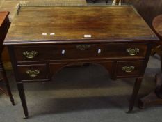 19th century mahogany small desk with a later brass galleried back over a full width frieze