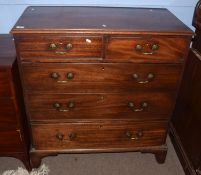 19th century mahogany chest of five drawers on bracket feet, 95cm wide