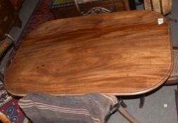 Late Georgian mahogany tip-top breakfast table, the top of shaped rectangular design, the base