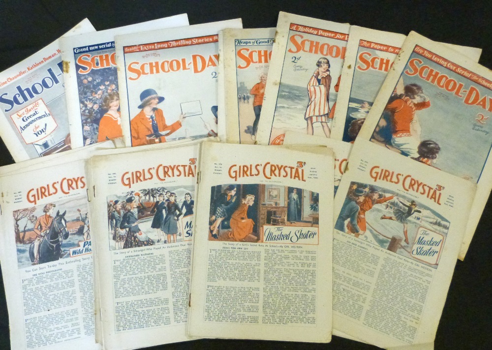 BOX: GIRLS CRYSTAL, 1942-44, 105 issues including full year for 1943 + SCHOOL-DAYS, 1929, 8