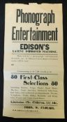 American advert for a demonstration of Edison's latest improved phonograph, approx 340 x 170mm