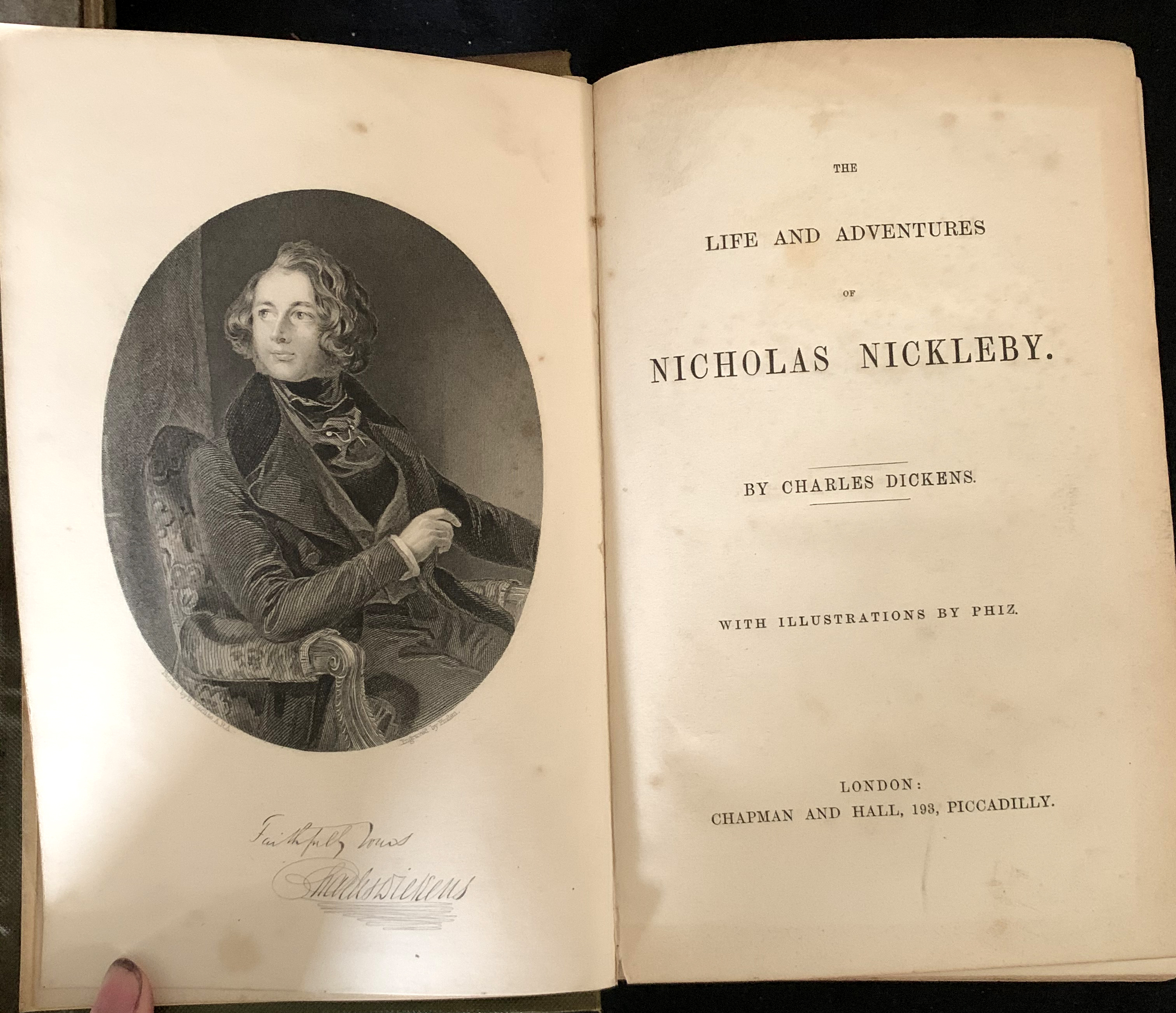 CHARLES DICKENS: THE LIFE AND ADVENTURES OF NICHOLAS NICKLEBY, ill H K Browne, "Phiz", London,