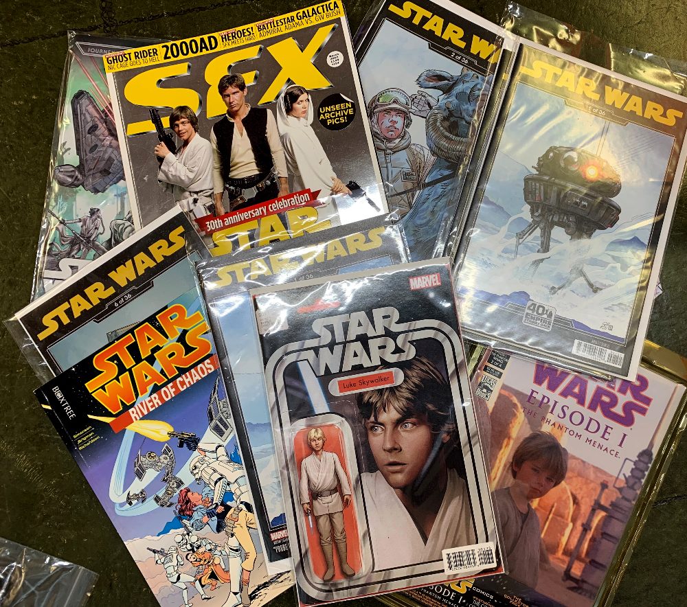 BOX: 14 MAD COMICS and 9 paperbacks + 11 assorted Star Wars comics + a few modern Marvel and DC - Image 2 of 4