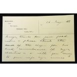 Queen Mary autograph memorandum dated 26th May 1932 to a Mr Balerin, thanking for a cheque