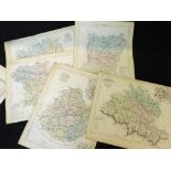 PACKET: 17 19th century engraved maps of French Departments, various sizes, mainly hand coloured, (