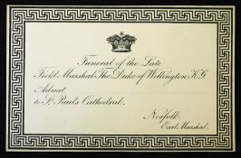 Funeral of the Duke of Wellington 1852, unissued admission ticket to St Paul's Cathedral, approx 115