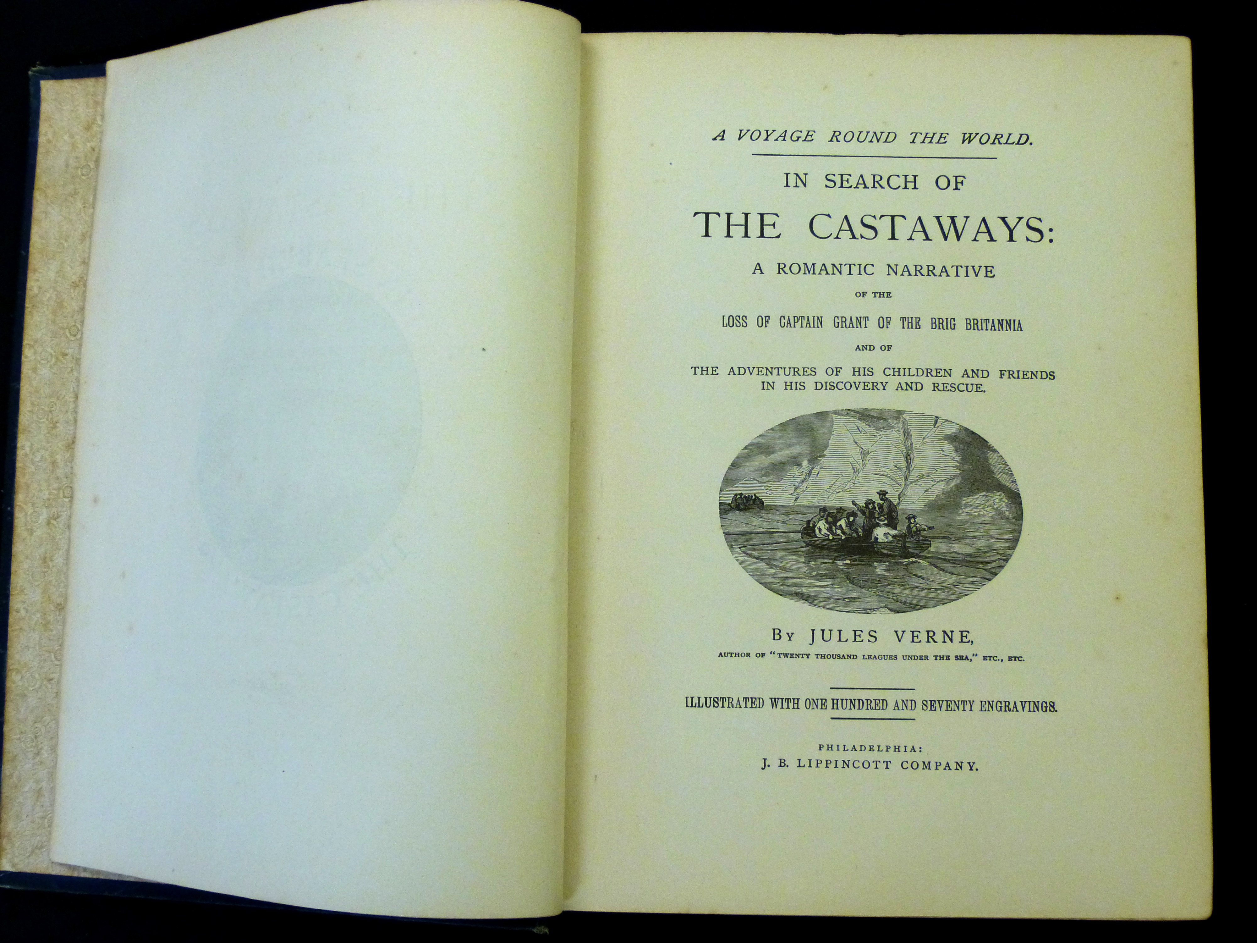 JULES VERNE: IN SEARCH OF THE CASTAWAYS..., Philadelphia, J B Lippincott, 1873, original - Image 2 of 4