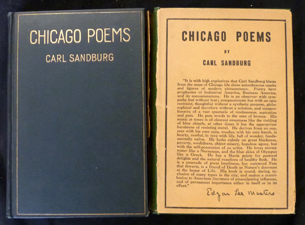 CARL SANDBURG: CHICAGO POEMS, New York, Henry Holt, 1916, 1st edition, later issue, undated advert