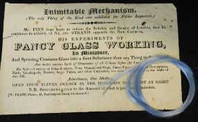 Printed advert for Exhibition of Mr Finn's fancy glass working, circa 1830 "...spinning common glass