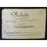 Vellum document, Probate of the Will of Mr John Burlingham, an upholsterer of Sheerness, Kent, dated