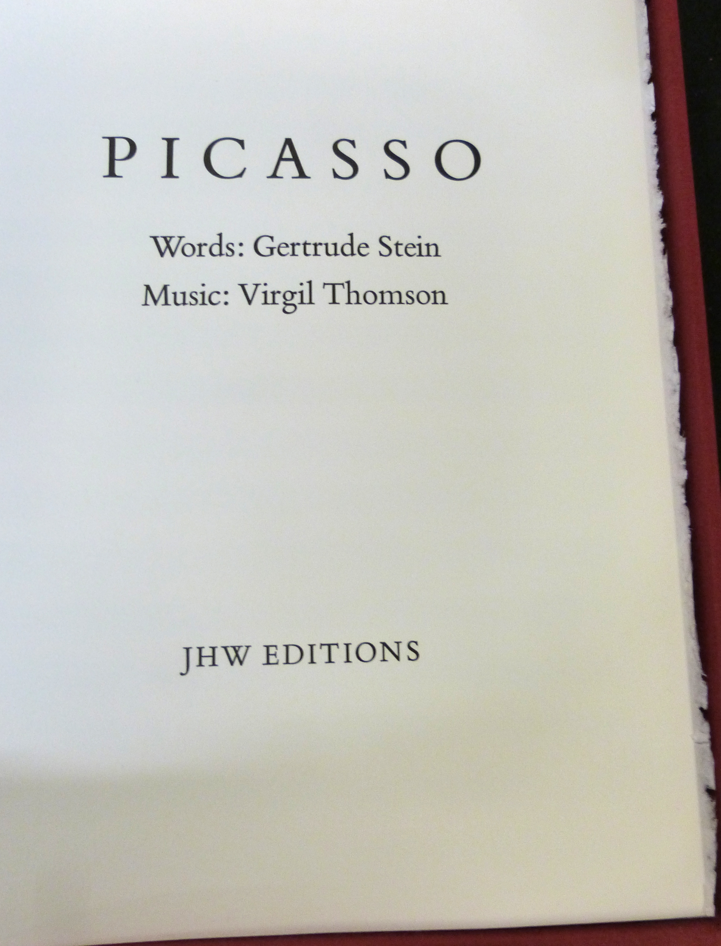 GERTRUDE STEIN & VIRGIL THOMSON: PICASSO, New York, J H W Editions, 1997 (300) (25), Hors Commerce - Image 2 of 3