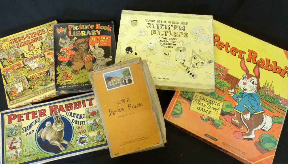 BOX: PETER RABBIT Talking Storybook game, ND, original box + MY PICTURE BOOK LIBRARY circa 1943, 8