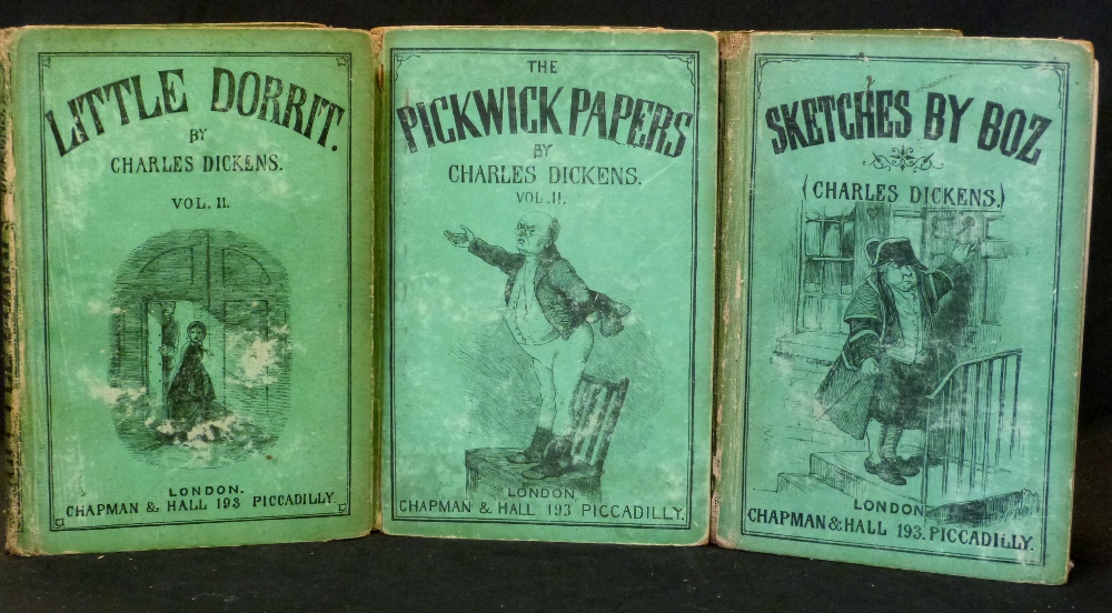 CHARLES DICKENS: 3 titles: SKETCHES BY BOZ, ill George Cruikshank (frontis), London, Chapman & Hall,