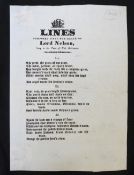 ANON: LINES COMPOSED SINCE THE DEATH OF LORD NELSON SUNG TO THE TUNE OF RULE BRITANNIA, NP, ND,