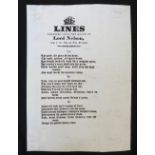 ANON: LINES COMPOSED SINCE THE DEATH OF LORD NELSON SUNG TO THE TUNE OF RULE BRITANNIA, NP, ND,