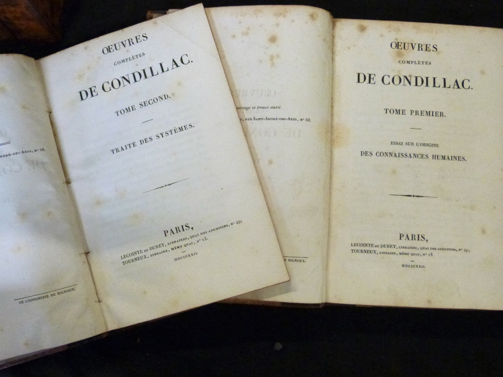 ETIENNE BONNOT DE CONDILLAC: OEUVRES COMPLETES, Paris, Lecointe et Durey, 1822, 16 vols, - Image 3 of 4