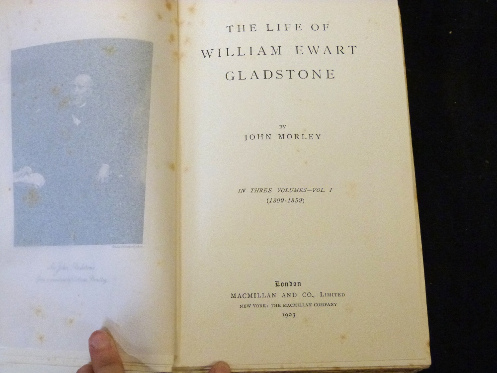 JOHN MORLEY: THE LIFE OF WILLIAM EWART GLADSTONE, London, MacMillan, 1903, 1st edition, 3 vols, 8 - Image 2 of 2