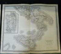 W & A K JOHNSTON: ITALY, SOUTH PART - NORTH PART, 2 engraved outline coloured maps, circa 1844,
