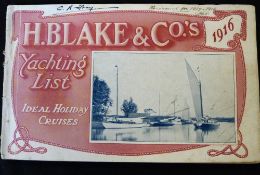 H BLAKE & CO: YACHTING LIST 1916, (also reissued in 1917 and 1918), 2 typed letters 1917 and 1918 re