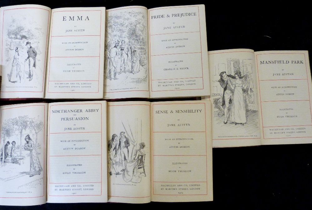 JANE AUSTEN: 5 titles: SENSE AND SENSIBILITY, ill Hugh Thomson, London, MacMillan, 1919; PRIDE AND - Image 2 of 4