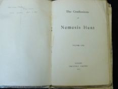 [GEORGE REGINALD BACCHUS]: THE CONFESSIONS OF NEMESIS HUNT VOLUME 1, London, privately printed,